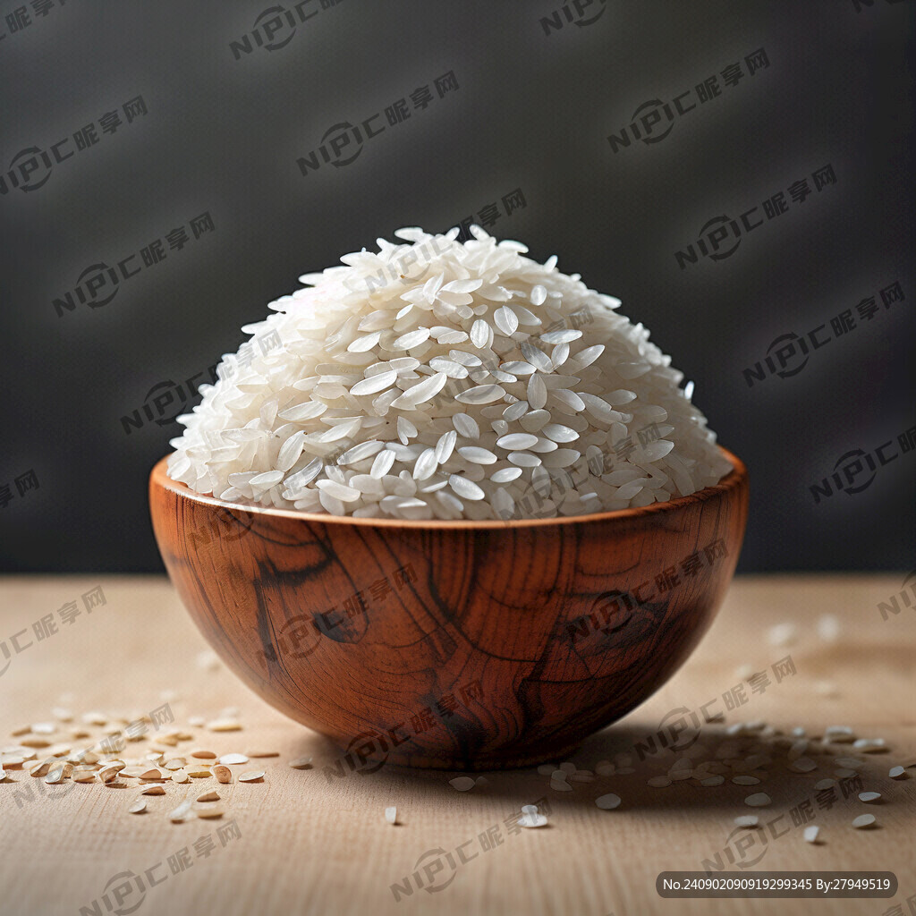 碗装晶莹大米与稻谷圆形标志