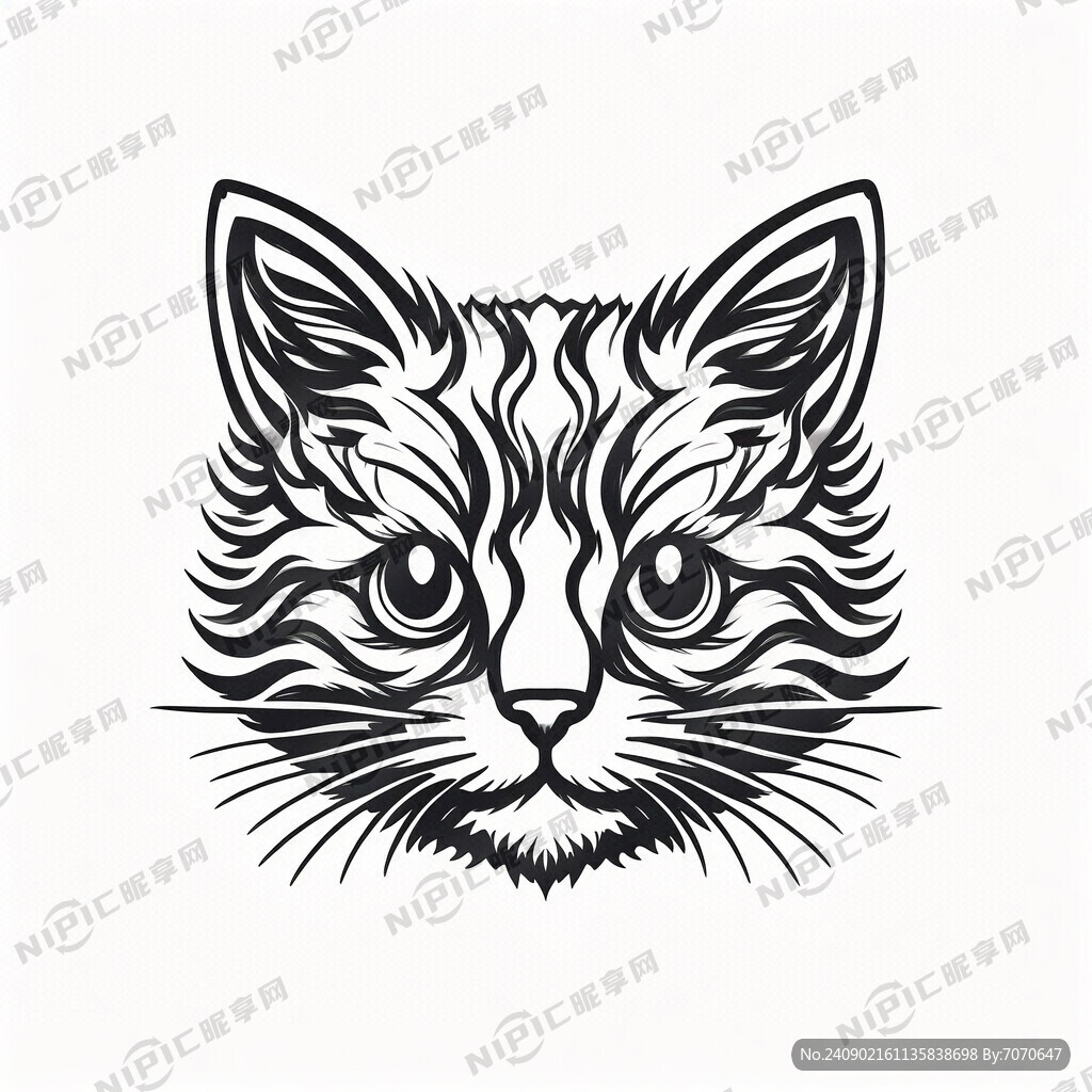 线条小猫头