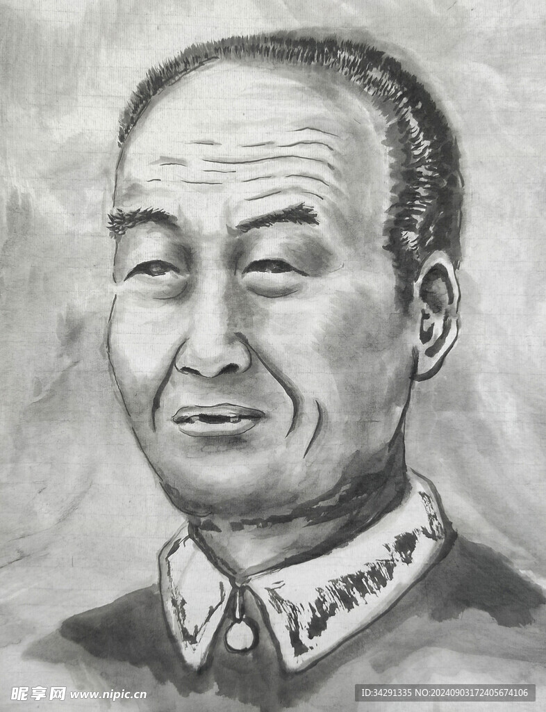  素描国画人头像  