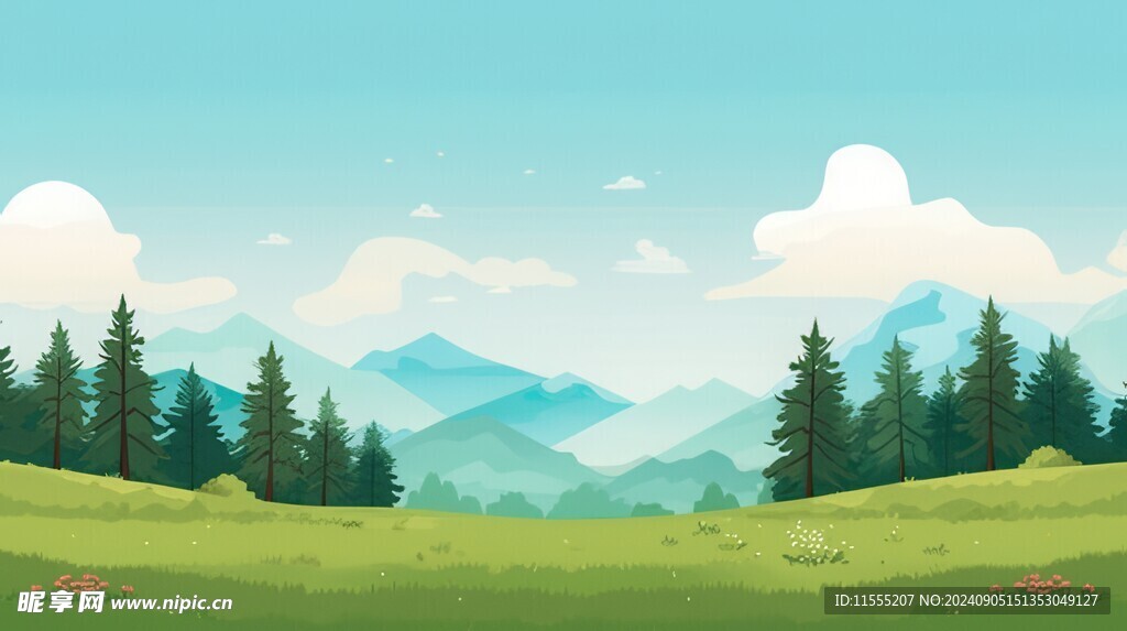 户外景色草地蓝天白云背景图