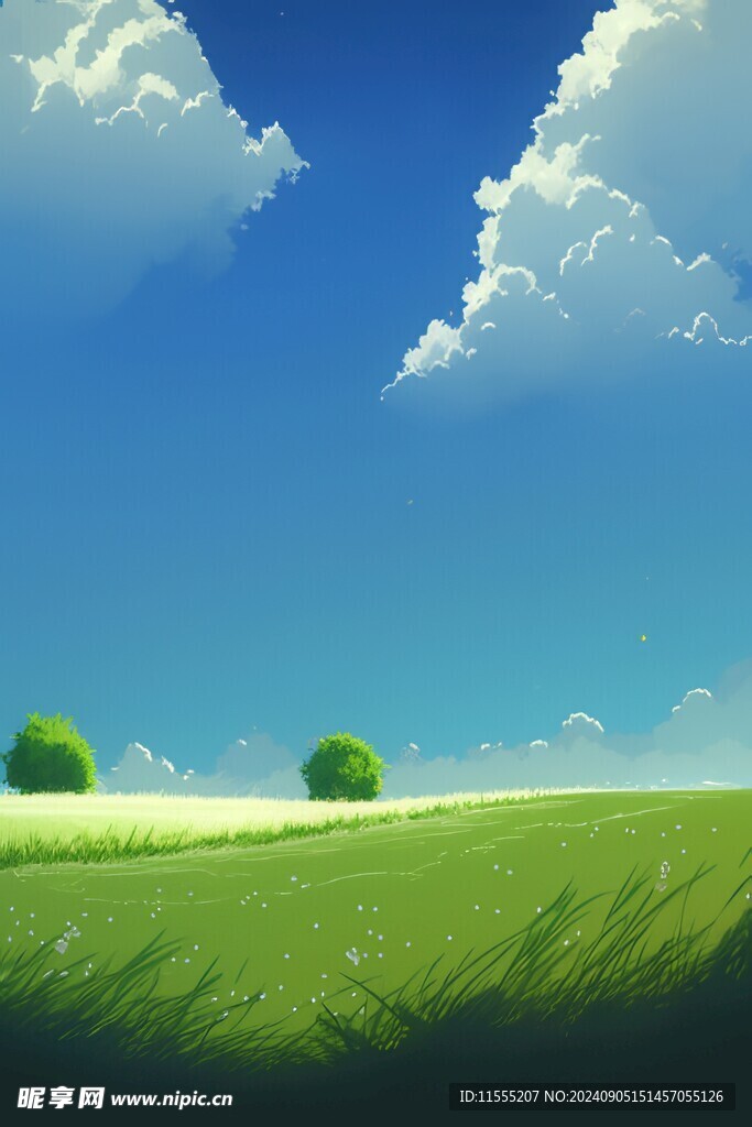 户外景色草地蓝天白云背景图