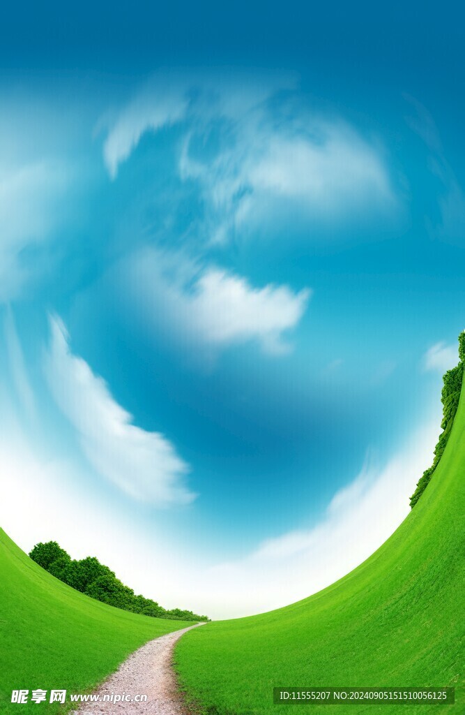 户外景色草地蓝天白云背景图