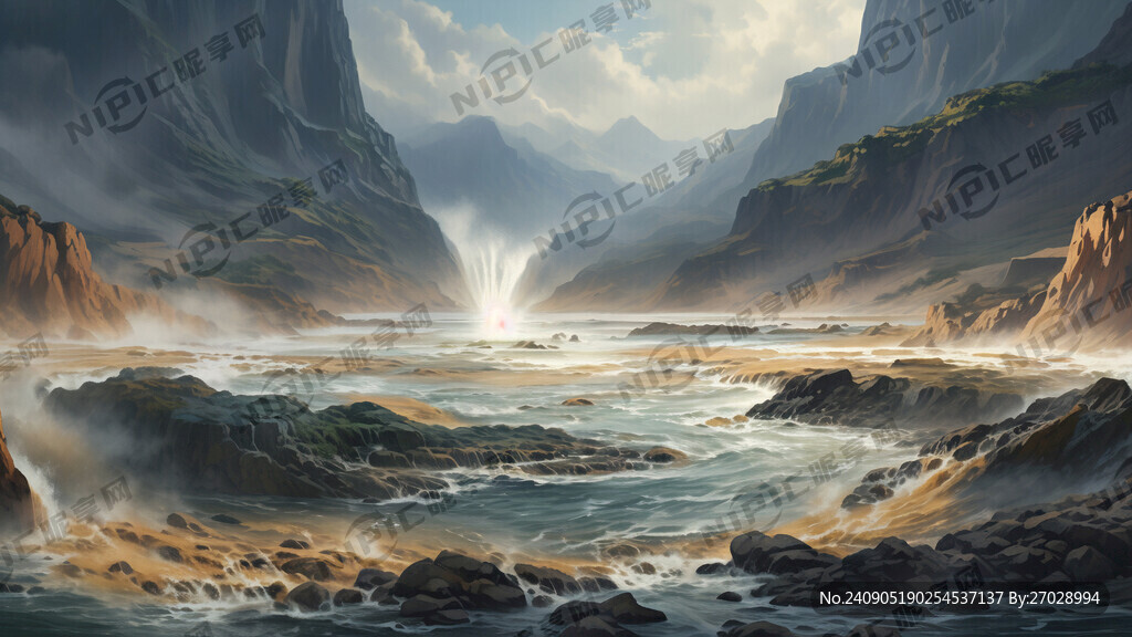 黄河交汇 近水远山