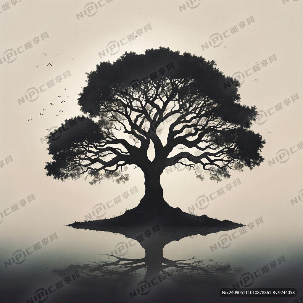 AI创作图树的剪影nipic.com-昵图网