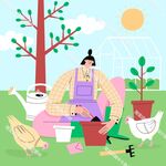 卡通人物场景插画       