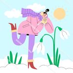 卡通人物场景插画       