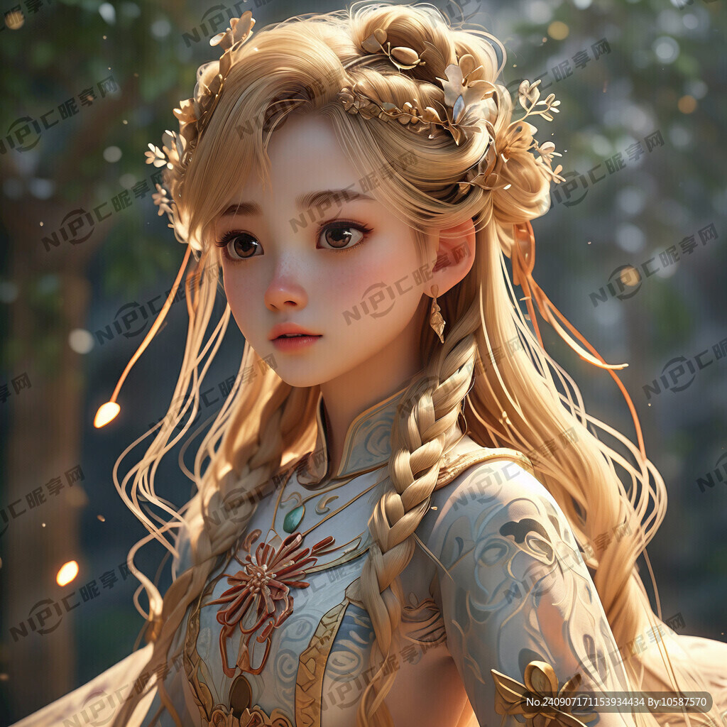 3D 公主 金发 迪士尼风格