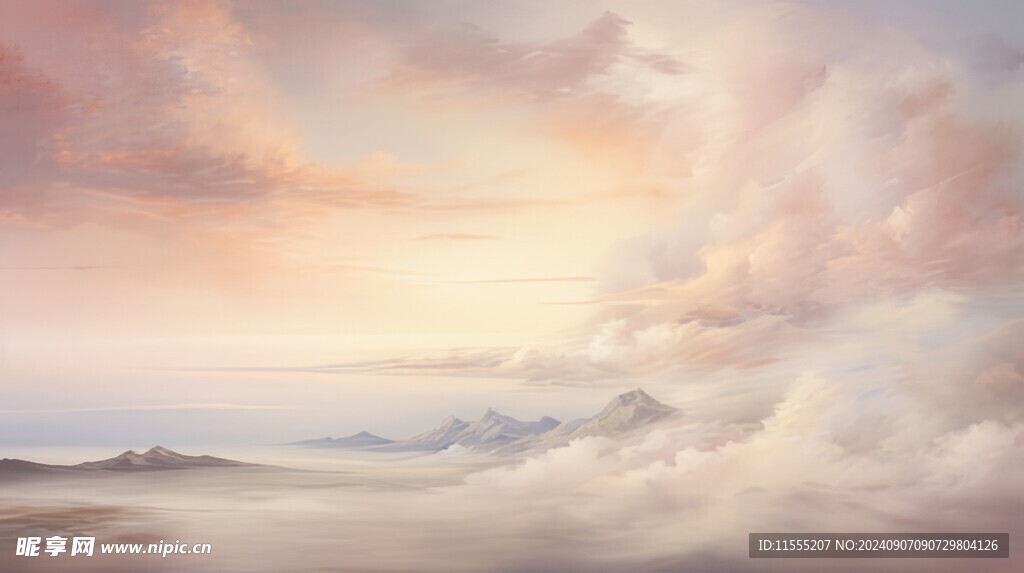 手绘复古写意画禅意水墨山水画