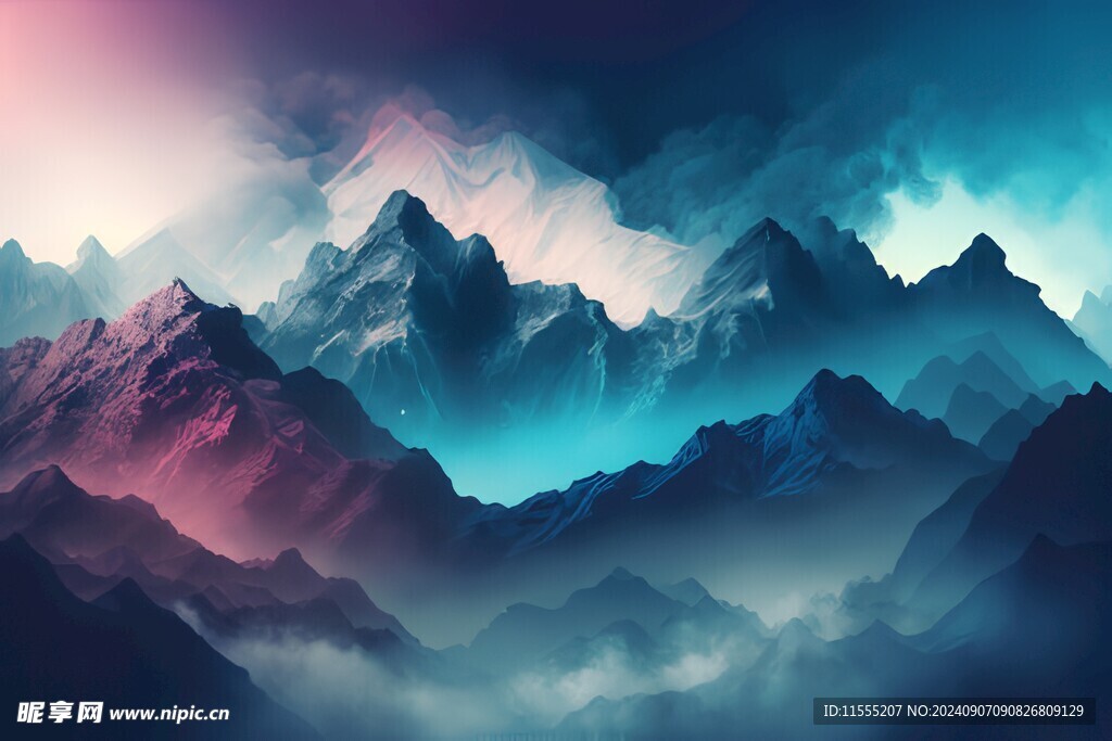 创意奇幻自然风光山水飞鸟图片