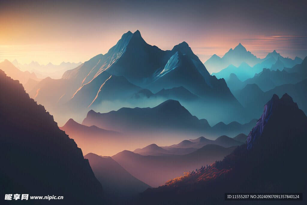 壮丽自然风光山水飞鸟云雾图片