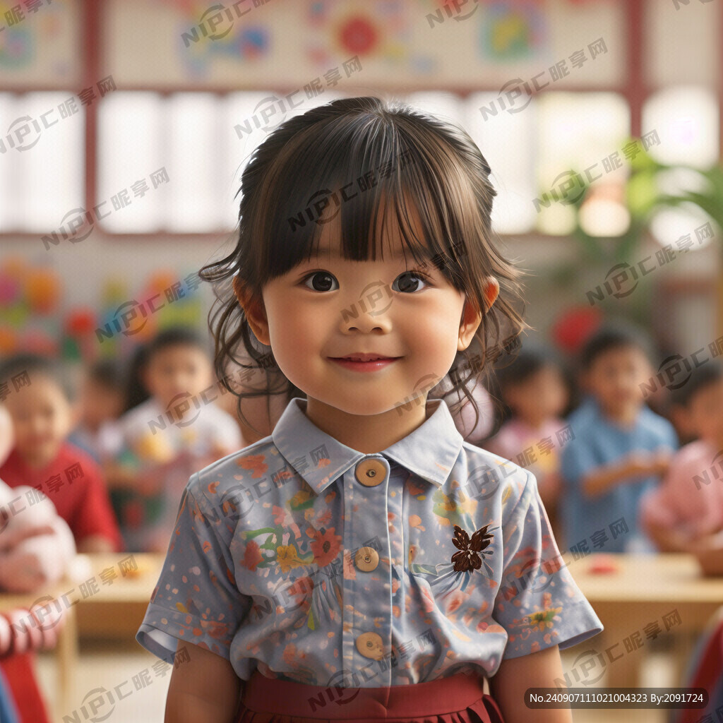 可爱的幼儿园小女孩