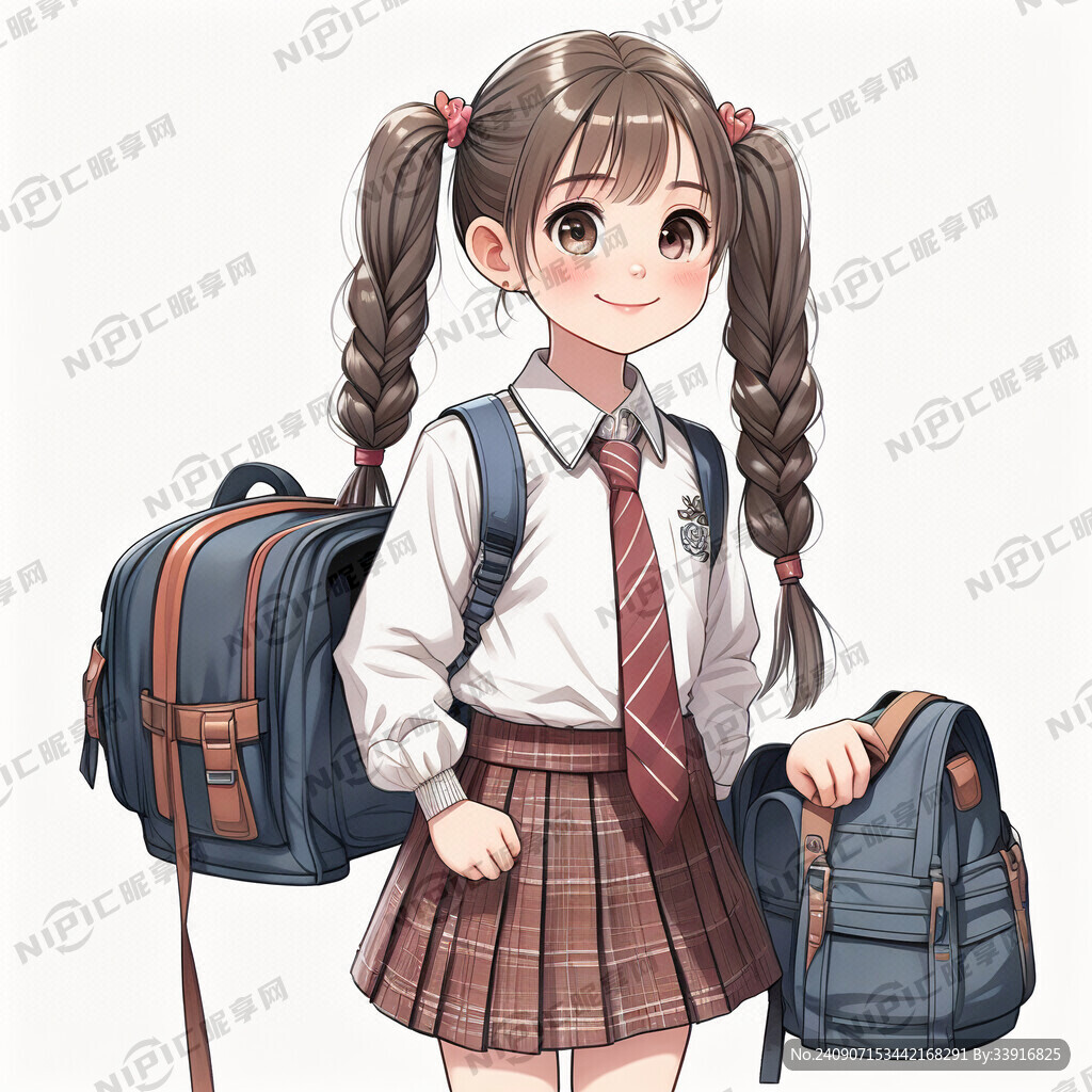 小学生 全身照 穿着校服 女生