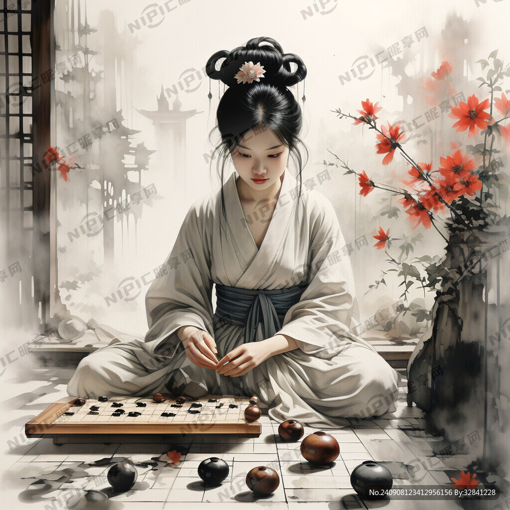 清纯美少女 下围棋 环境优雅