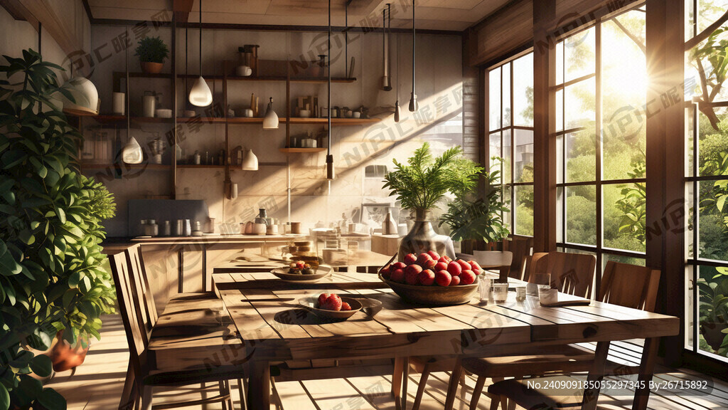 阳光 餐厅 杨梅汁 木板