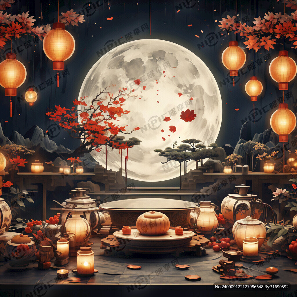 中秋佳节场景布置背景板