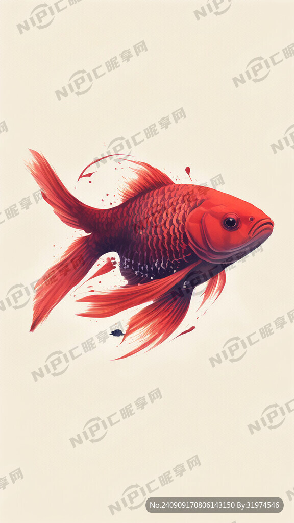 红鲤鱼 简约 波浪