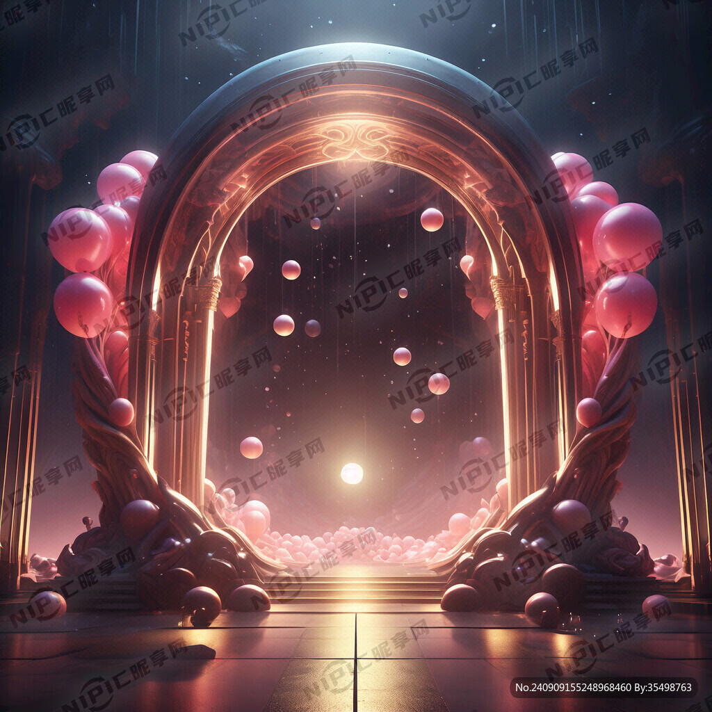 粉藍色粉紅色銀色氣球拱門