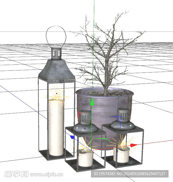 C4D模型 花盆