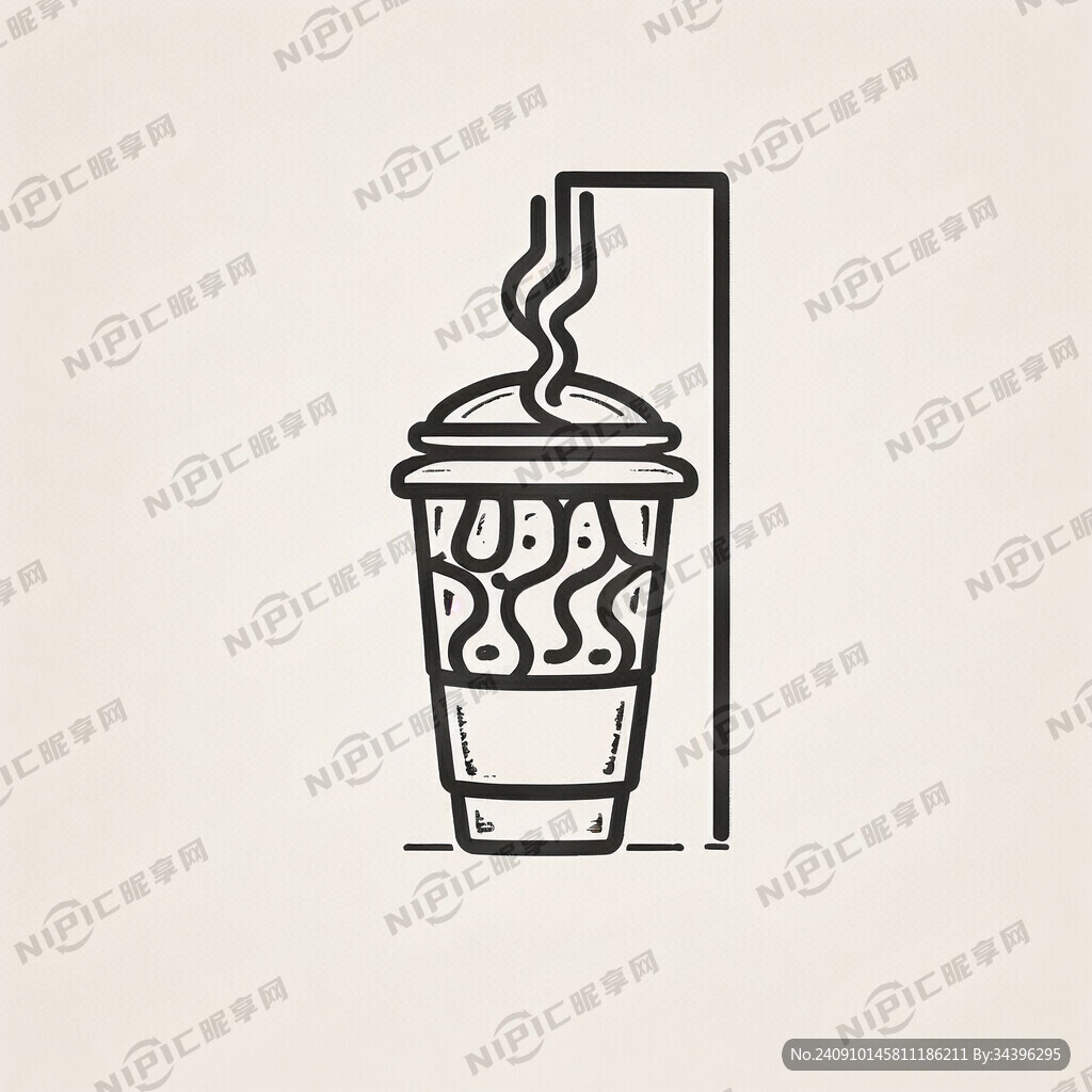做一个标志、要求是一笔画咖啡店