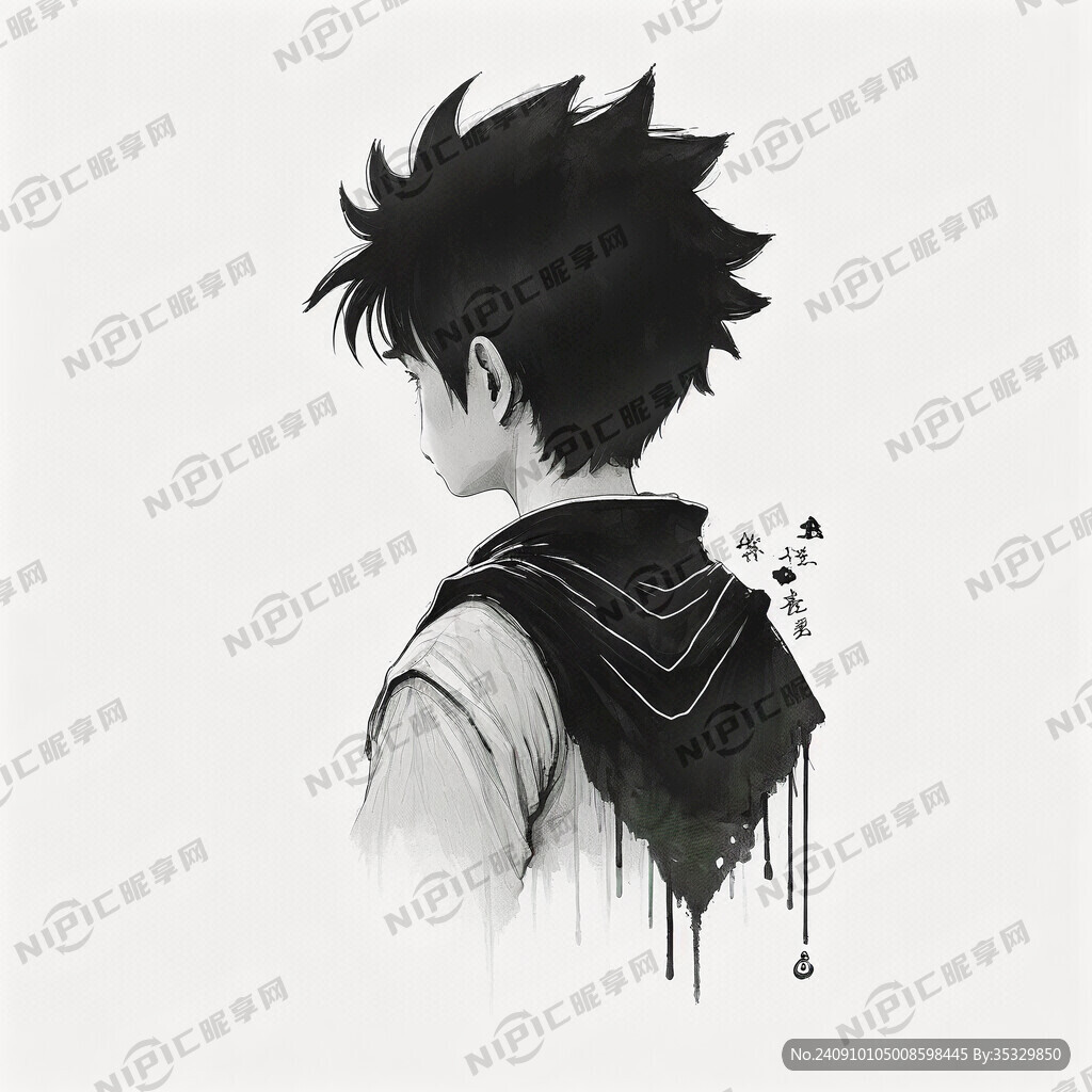 至尊宝背影的黑白画