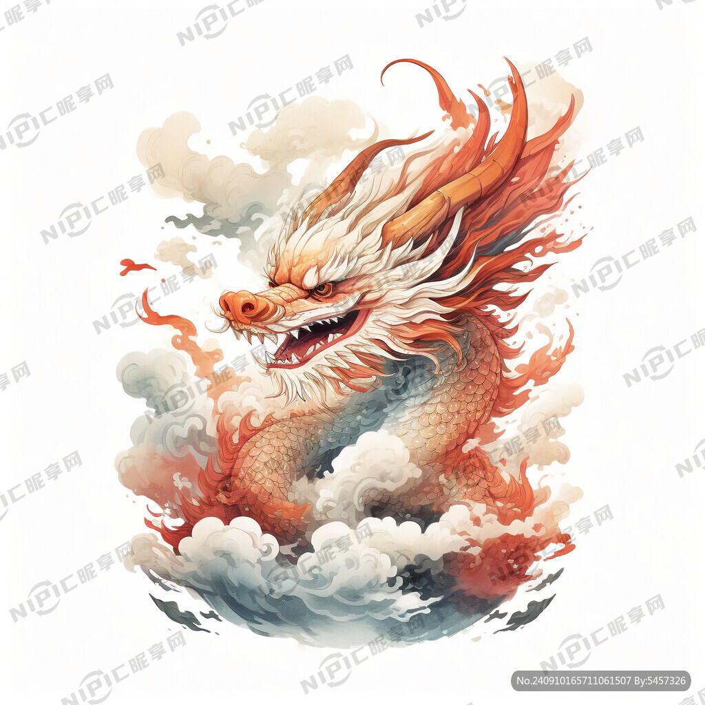 天空中一条可爱的中国龙在俯视