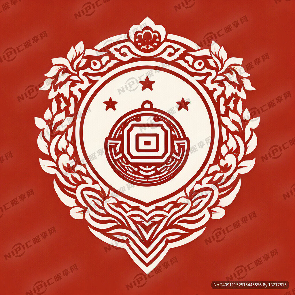 一个标志 包含中秋节元素 盾牌