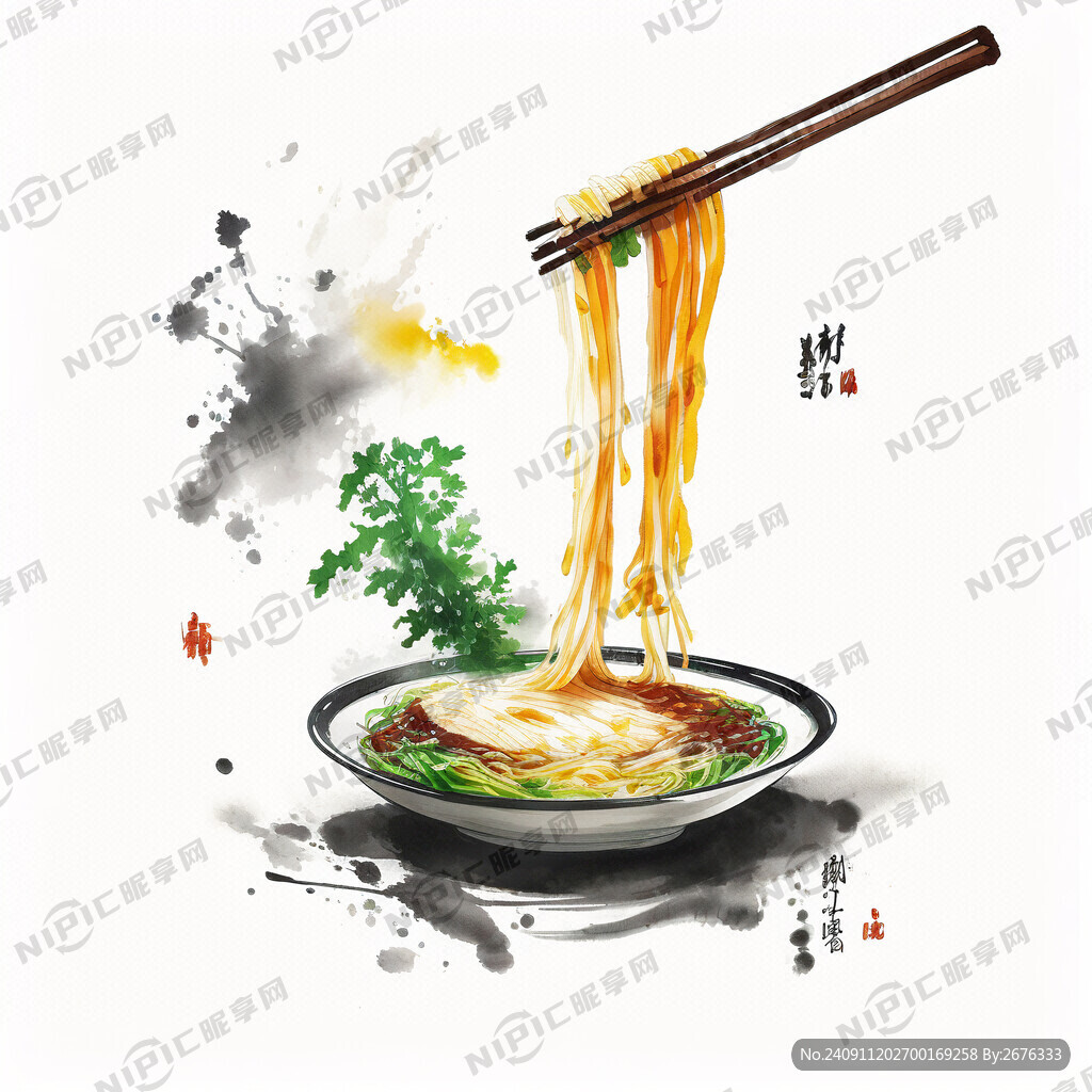 牛肉面  手绘  牛肉片   