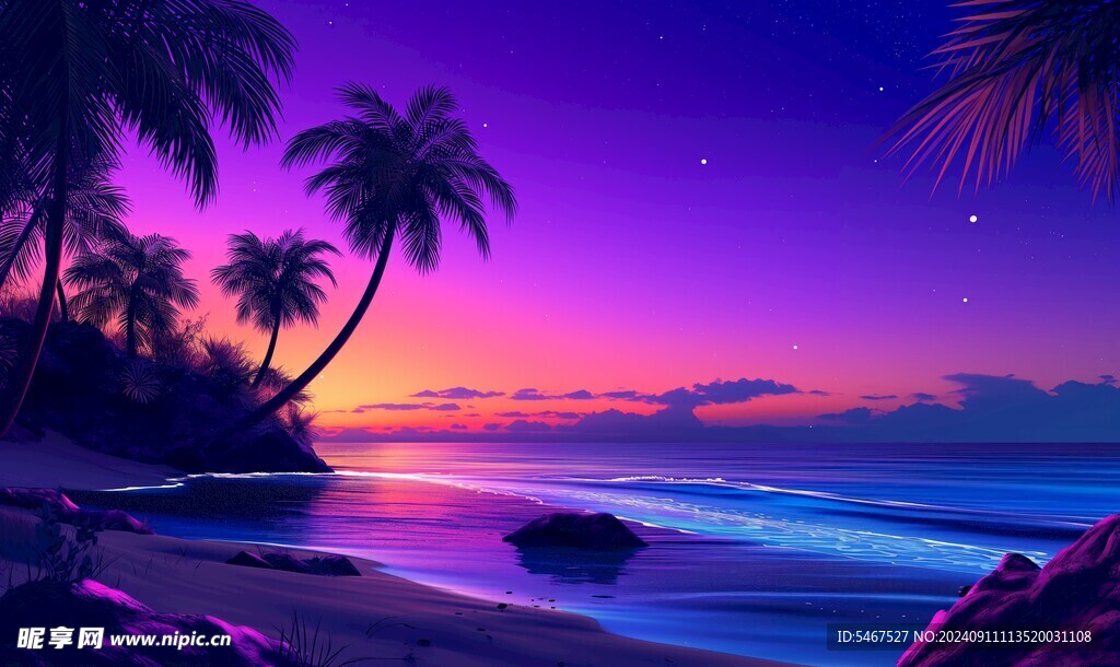 海洋 晚霞   