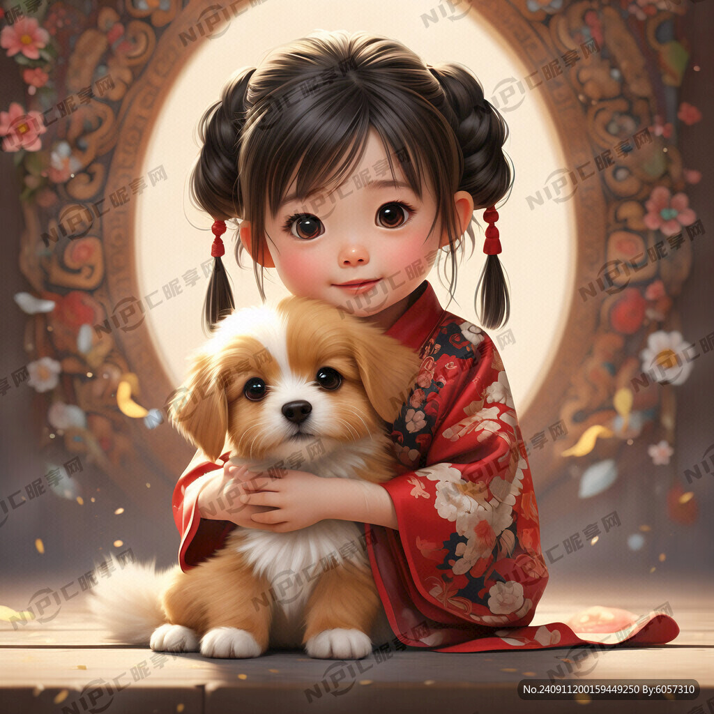 可爱 小狗 女孩  治愈系
