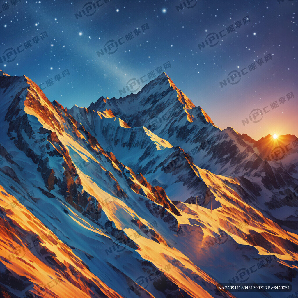攀登雪山  登上最高峰 太阳光