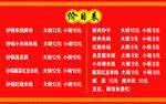 小吃店价目表