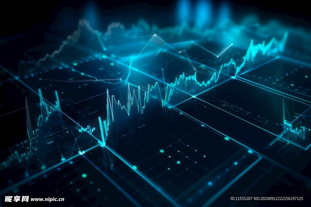 财务数据图表统计全息影像
