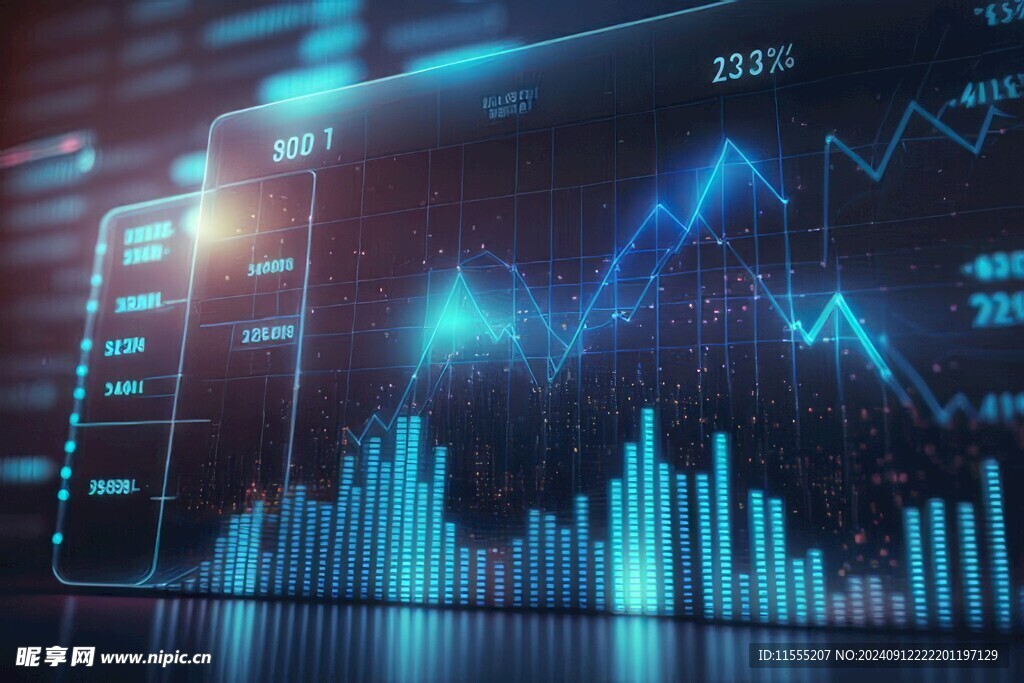 财务数据图表统计全息影像