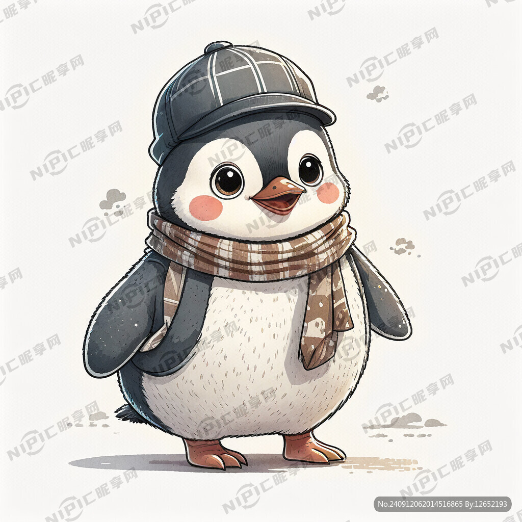 卡通企鹅   带着鸭舌帽   