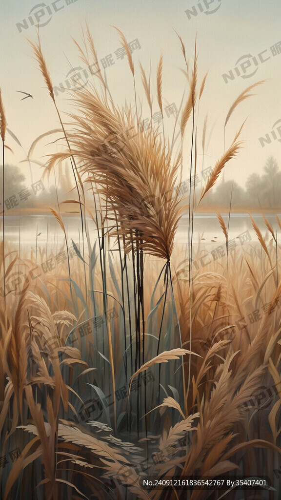 白露 芦苇 五彩