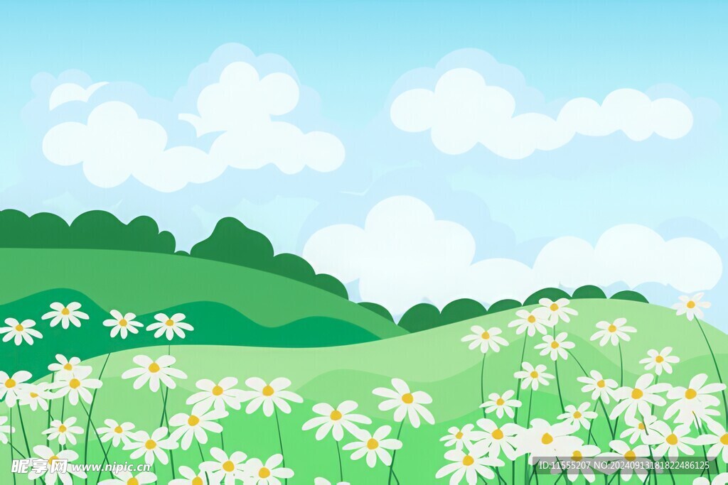 春光明媚户外风景鲜花草地