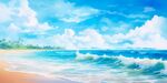海滩景色云椰子树大海沙滩
