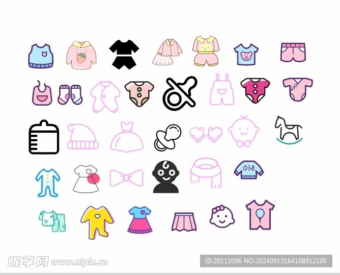 童装简笔画 矢量图