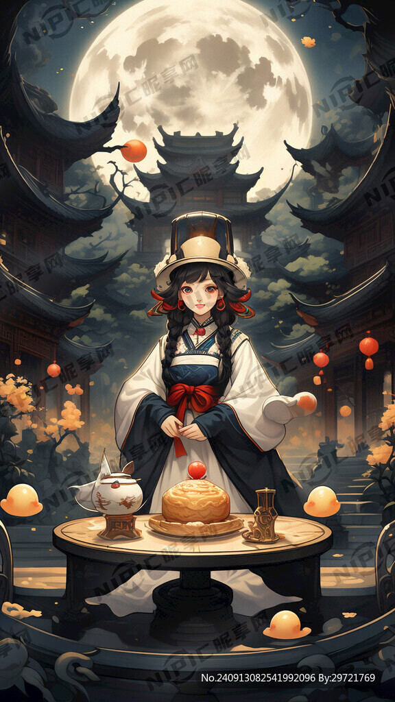 戴安全帽的工人 月亮 月饼