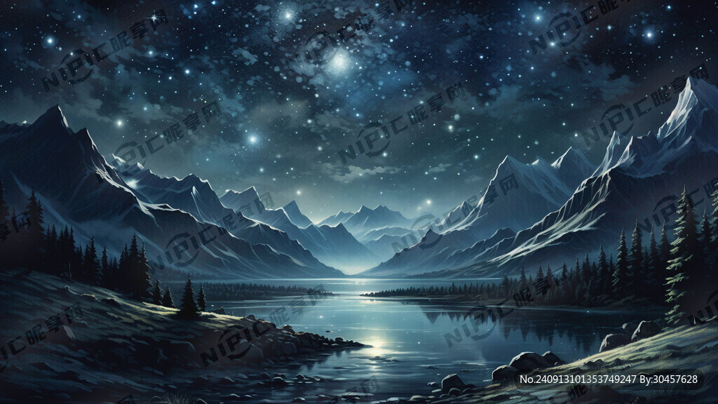 远处山脉 近处湖泊 星空璀璨