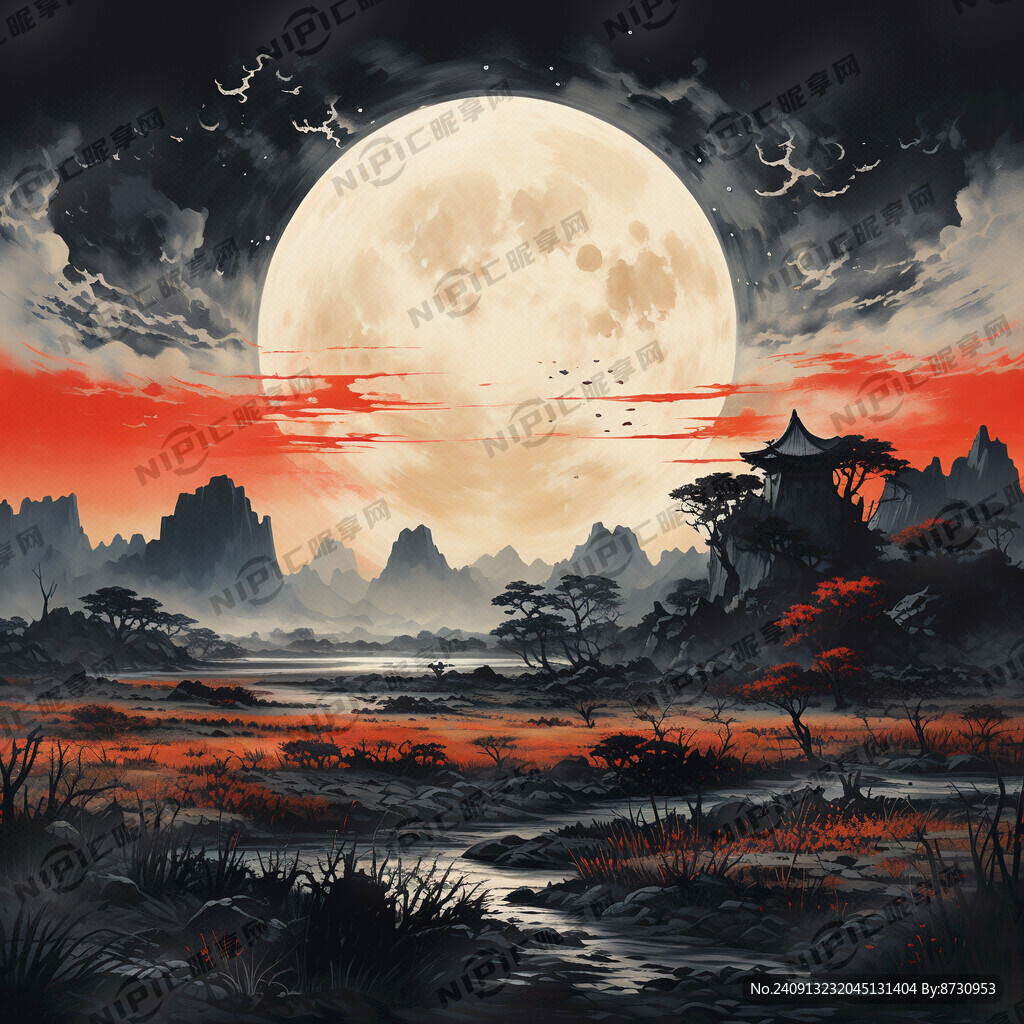 夜幕降临的天空 荒芜的草原
