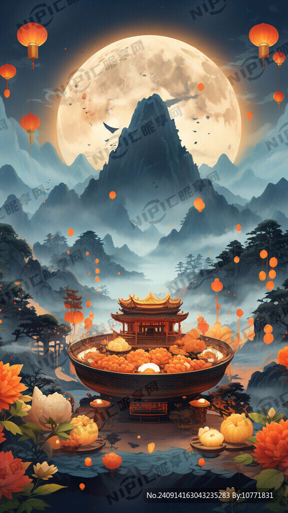 山与城祝福中秋节海报