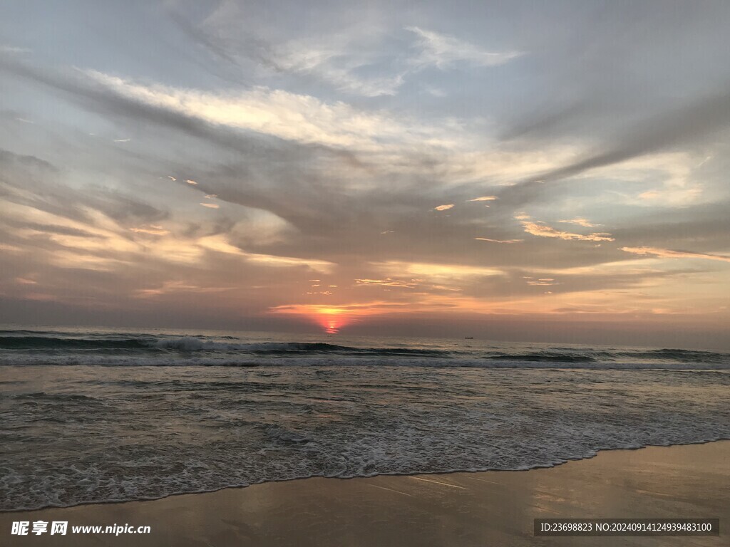 大海日落海滩