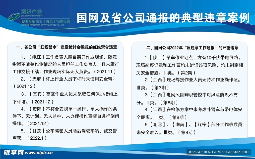 国网及省公司通报的典型违章案例