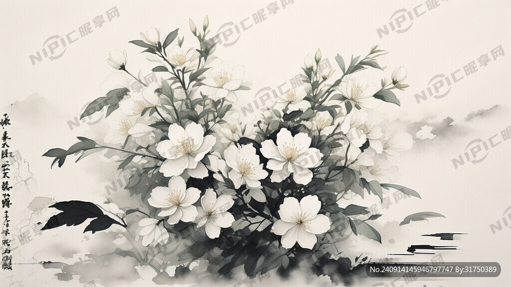 茉莉花 背景 线绘