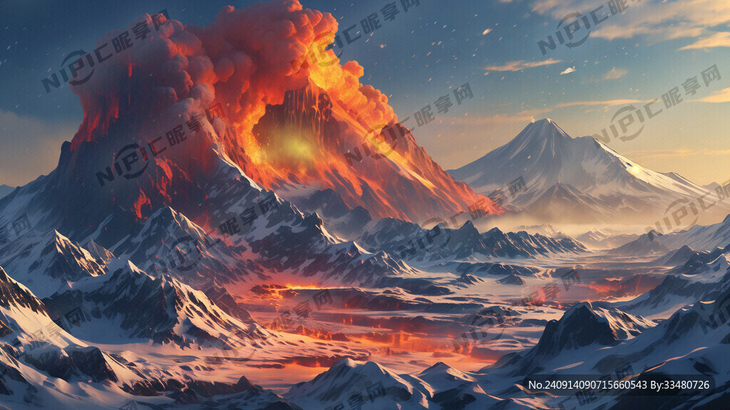 白雪皑皑的火山