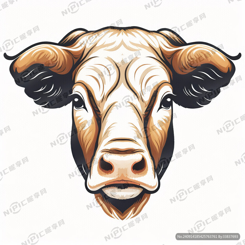 牛图像手绘正脸简约