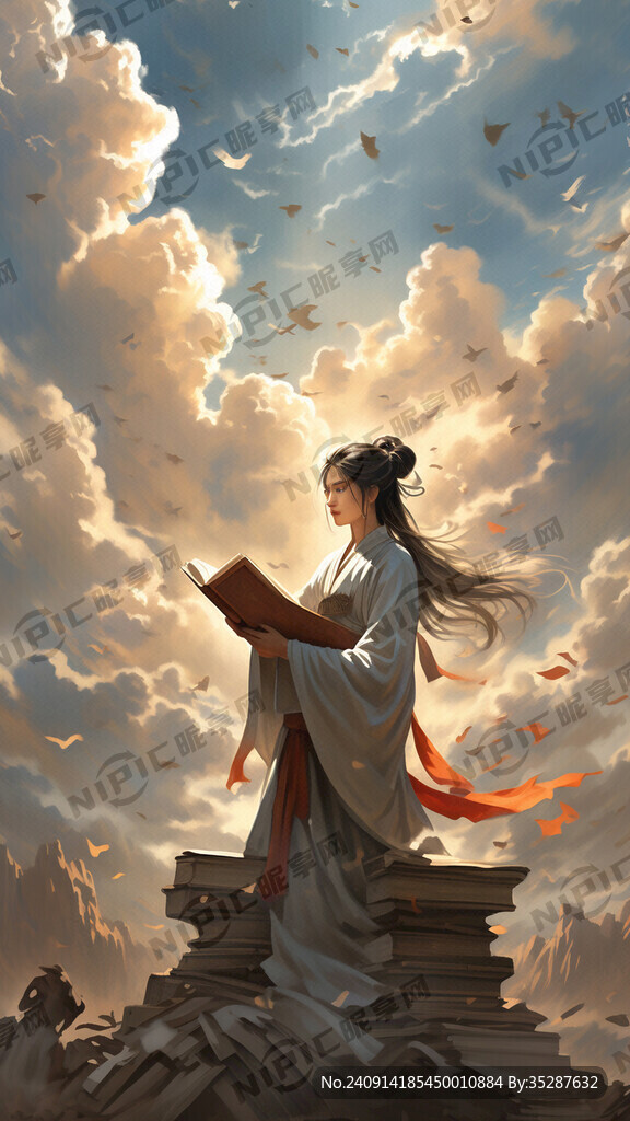 阳光、开阔、书本、人物、天空