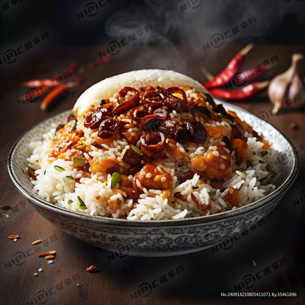 白瓷盘炒饭 冒热气