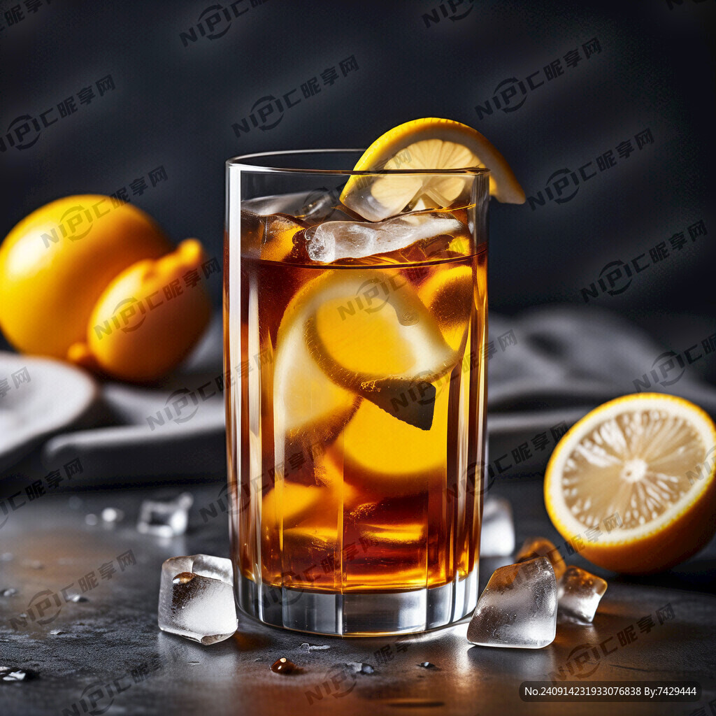 单杯 柠檬茶饮 玻璃杯 有冰